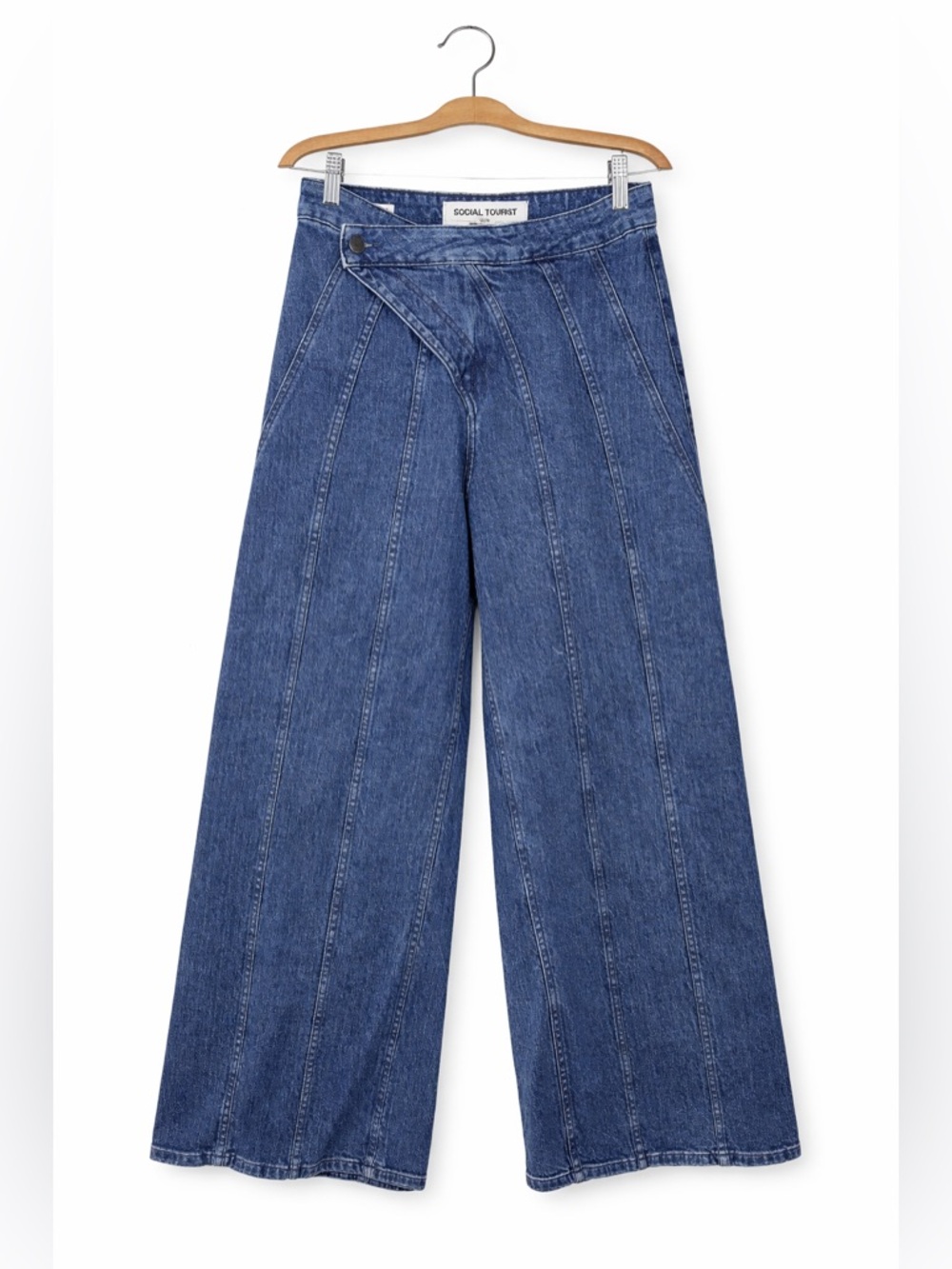 Social Tourist Indigo Wide Leg Jeans High Rise Panel Seam Denim Size 29